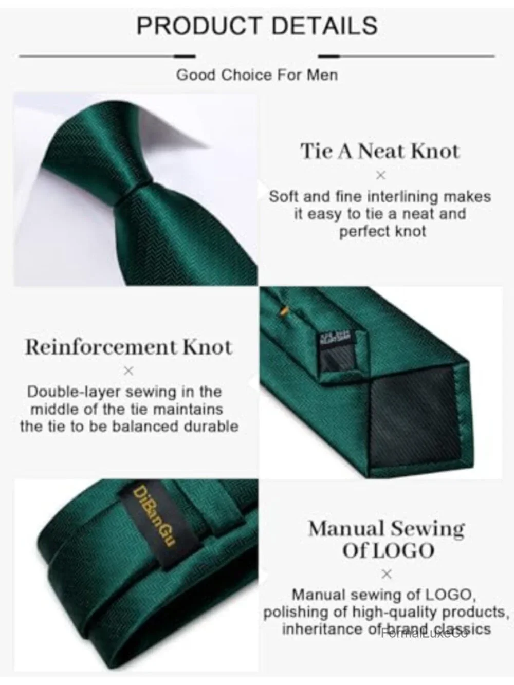 Silk Men's Necktie Set with Pocket Square, Cufflinks & Tie Clip